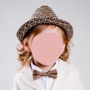 Fendi Brown Monogram Hat & Bow tie